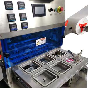 Automatic Pneumatic Yogurt Cup Sealing Machine 0.6MPa Waterproof OEM