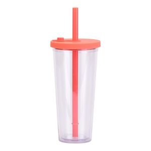 Insulated Double Wall Boba Tumbler Cup With Lid Reusable Straw