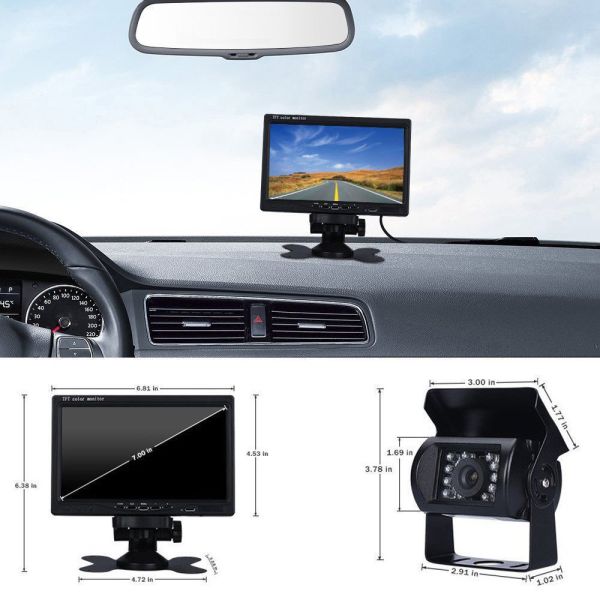 Quality 7 Inch Vehicle Reversing Systems TFT LCD Rear View Display Monitor Night Vision Reversing Backup Rear View Camera for sale