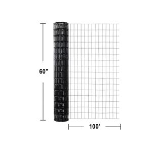 Black 14 Gauge PVC Coated Welded Wire Fence Mesh 5 ft X 100 ft Galvanized