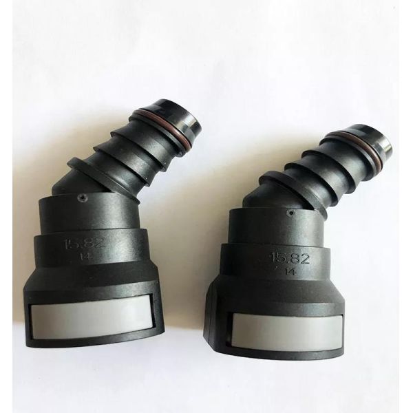 EPDM Fuel Liquid Plastic Quick Connectors 15.82mm 45 Degree