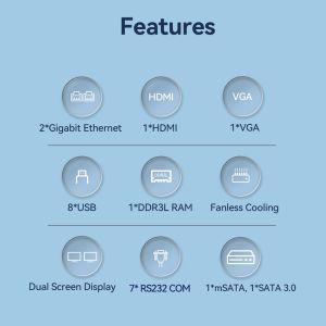 Dual Ethernet 3COM DDR3L Industrial Fanless Mini PC Intel Celeron J1900