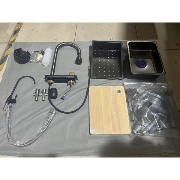 Double Bowl Handmade Kitchen Sink With Center or Rear Drain Placement