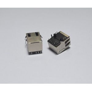 8P8C Side Enter RJ45 Single Port Connector With Integrated Magnetics 10/100 Lan