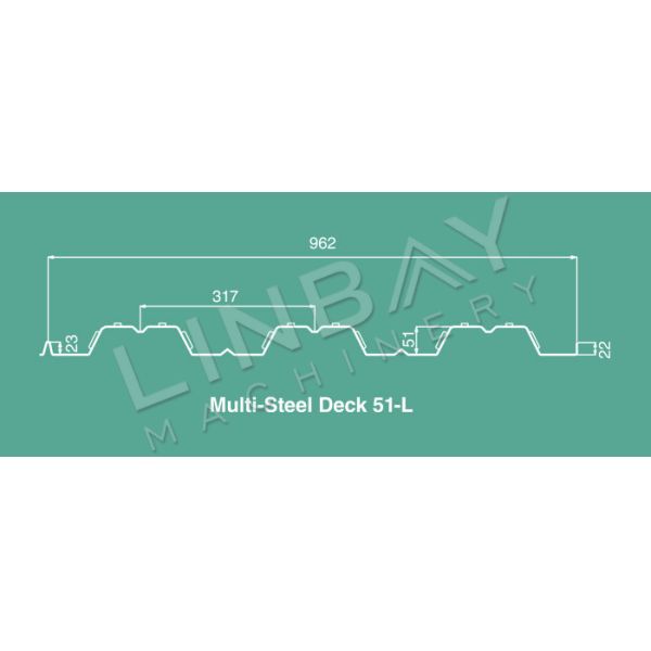 51mm Metal Deck Roll Forming Machine 0.8-1.2mm Galvanized Steel