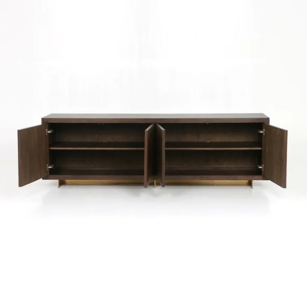 Dark Solid Wood Walnut Sideboard Wooden Buffet Cabinet OEM