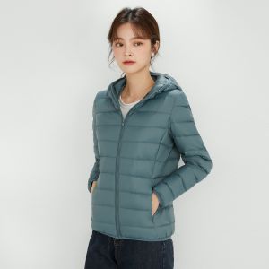 Plus Size Hooded Premium 90% White Duck Down women's jackets & Coats Zip Up