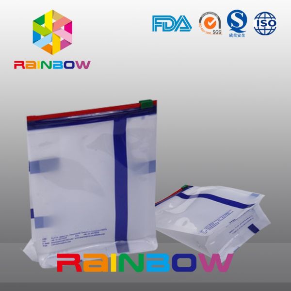 Custom Size White Qual Seal Flat Bottom Gusset Pouch With Slide k For Food Packaging