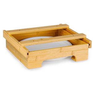 Bamboo Kitchen Party Organizer Utensil Caddy Paper Plate and Napkin Cabinet