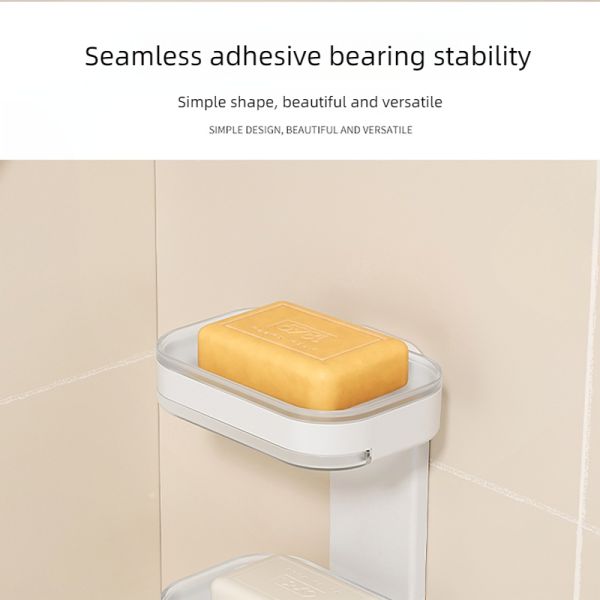 No Drilling Strong Adhesive Plastic Shower Caddy Soap Holder for Bathroom and Kitchen
