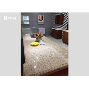 Beige Sparkle Quartz Worktops Glossy Polished Ogee Edge Scratch Resistant