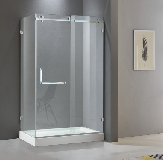 Quality Rectangular shining stainless steel shower enclosure 900*1200 with one sliding door and two fixed panels for sale