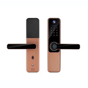 China 8 Language Code Wifi Tuya Digital Door Lock with Smart Fingerprint Camera and OEM LOGO on sale