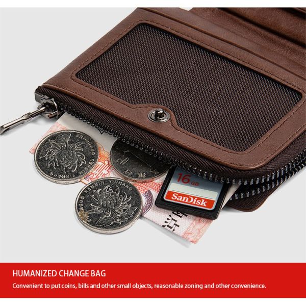Multi-Function Large Capacity Men's Wallet in Retro Casual Style with RFID Protection