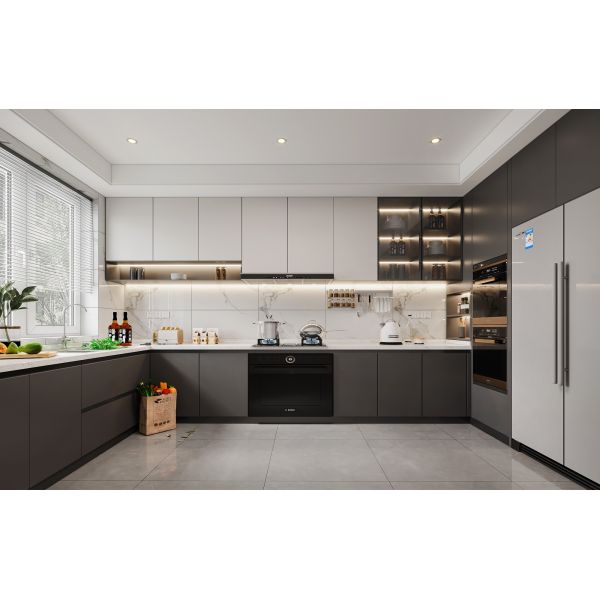 White Lacquer Combine Bookshelf Wooden Cupboards Modular Kitchen Cabinet