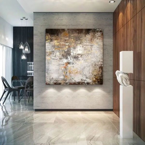 100% Handmade Original Custom Abstract Oil Painting Canvas Modern hand painted art gold foil 6 color Print Method NO Frame