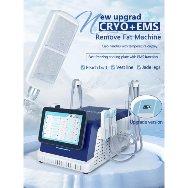 Portable 2 in 1 Fat Freezing EMS Cool Device with 4 Handles for Cellulite Reduction and Minus 10 Degree for Beauty Salon Use