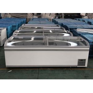 Wholesale Curved Glass Door R290 2500mm Supermarket frost free island Chest Freezer from china suppliers