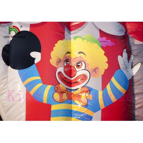 Colorful Circus Disco Inflatable Jumping Castle With Slide Printed Clown / Animals