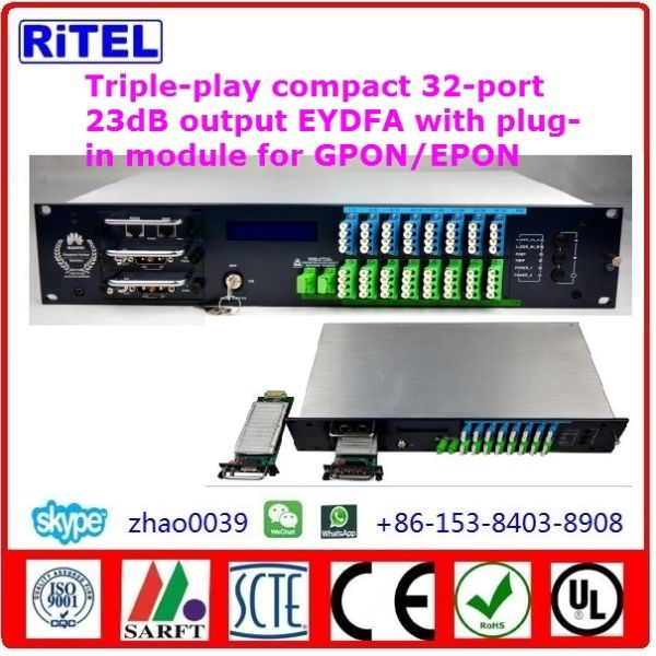 32 ports 20dBm output compact GPON/EPON EYDFA(PON EDFA)-32xx with plug-in module