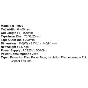 AC220V 50/60Hz Paper Tape Dispenser Machine RT-7000 Tape Dispenser