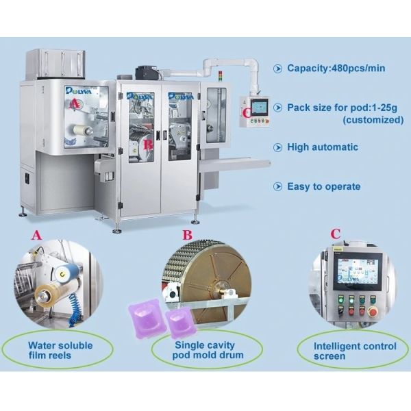 Automatic Pouch Capsule Packaging Machine PVA Water Soluble Film Washing