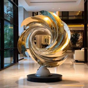 Kinetic Sculpture Stainless Steel Indoor Mirror Polished Abstract Art Modern