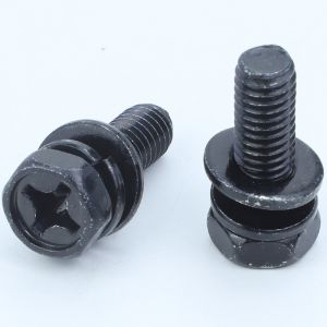 China Carbon Steel Black Zinc Plated Hex Head Bolt with Indentation Cross Socket Spring Washer and Flat Washer Assemblies on sale