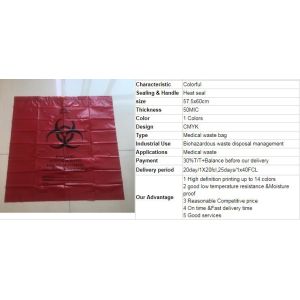 Customized plastic biohazard medical waste drawstring bag, Drawstring Biohazard