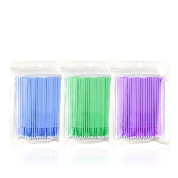 100PCS / Bag Disposable Cotton Swabs Plastic Grafted Eyelash Remover Cleaning Microfiber Tip