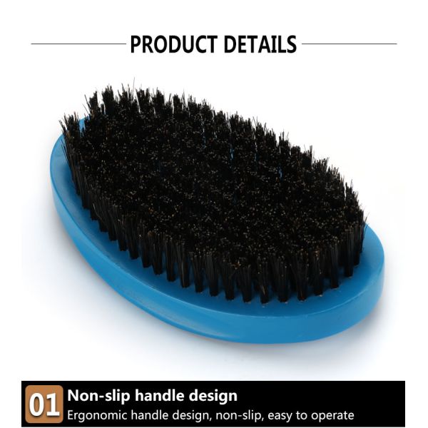 Abeis Blue Wave Brush Soft Medium Boar Bristle For Hair Beard Mustache Grooming