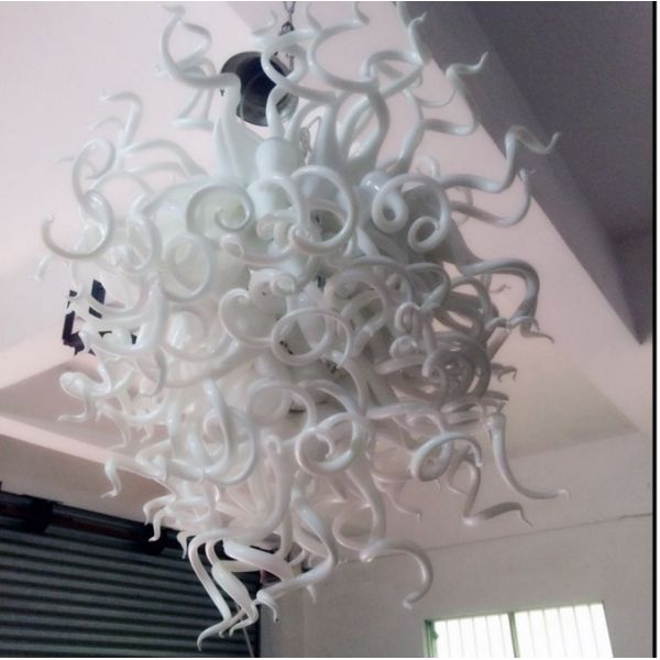 White blown glass chandelier for Project indoor home Lighting (WH-BG-05)