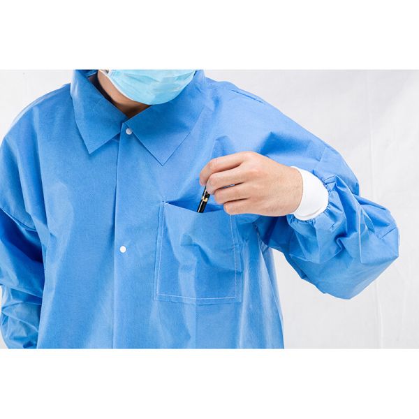 Customised Disposable Medical Lab Coat Long Sleeve Elastic Cuff Unisex