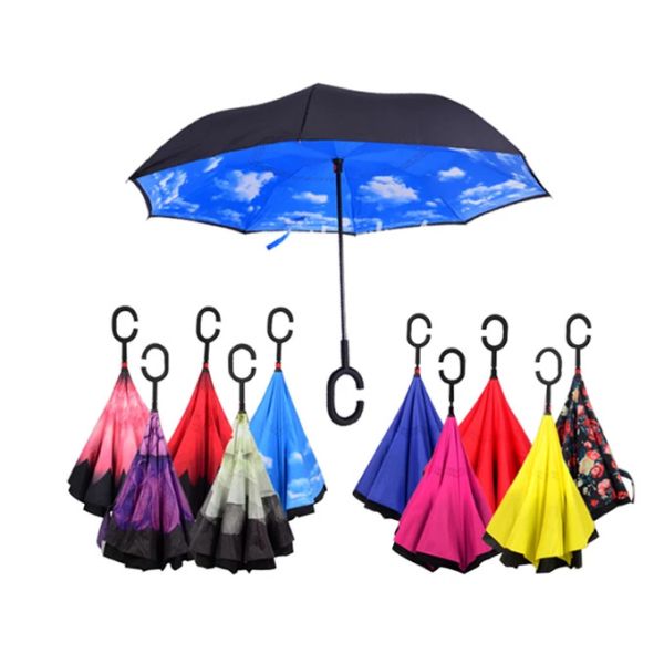 C Type Rubber Handle 23"*8k Compact Inverted Umbrella