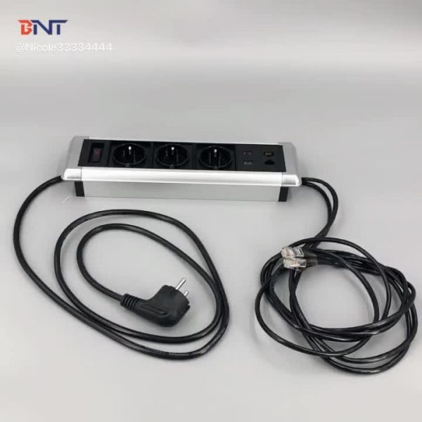 4 port under desk mounted power board socket with usb charging & data