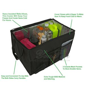 Insulated Car Console Organizer Trunk Cooler Box