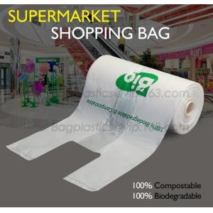 Cornstarch 100% Biodegradable Compostable Shopping Bag On Roll, Compostable 100%