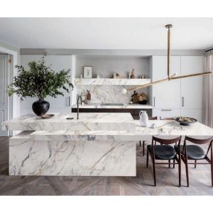 2cm/3cm Marble Effect Quartz Countertops HD Inkjet Print Marble Look Quartz