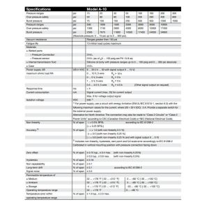 Industrial Environments Pressure Transmitter A-10 Measuring Medium Gases /