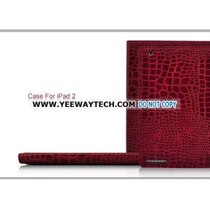 Crocodile Skin iPad 2 Leather Hard Case - Red