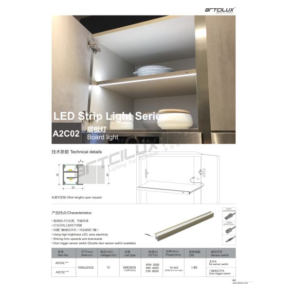 Modern Furniture LED Shelf Light Kit with Recessed Style Clip Mounting A2600