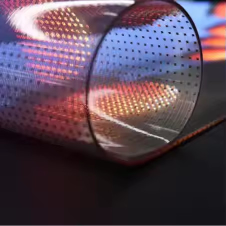 Quality Creative Glass Curtain Wall Transparent LED Screen 80% Light Transmittance 5000nits Brightness Bendable Design for sale