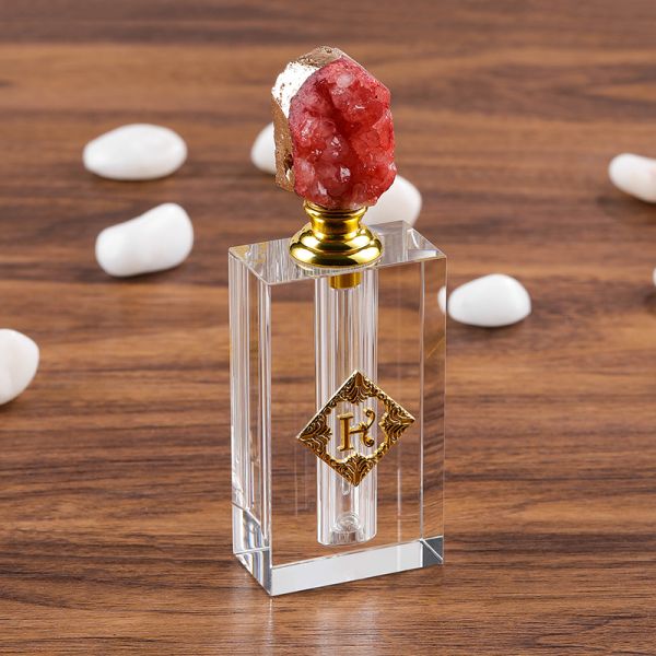 Wedding Gift Crystal Perfume Bottle 6ml Essential Oil Crystal Bottle With Agate Stone