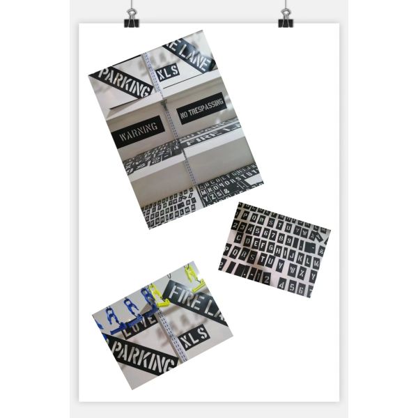 Traffic PVC Plastic Letter Stencil For Public Place Black