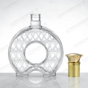 Glass Base Round Copper Coin Style Bottom Whiskey Vodka Bottle 100ml 250ml 500ml