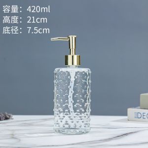 Hot Stamping 420ml Glass Soap Dispenser For Press On Hand Sanitizer And Soap