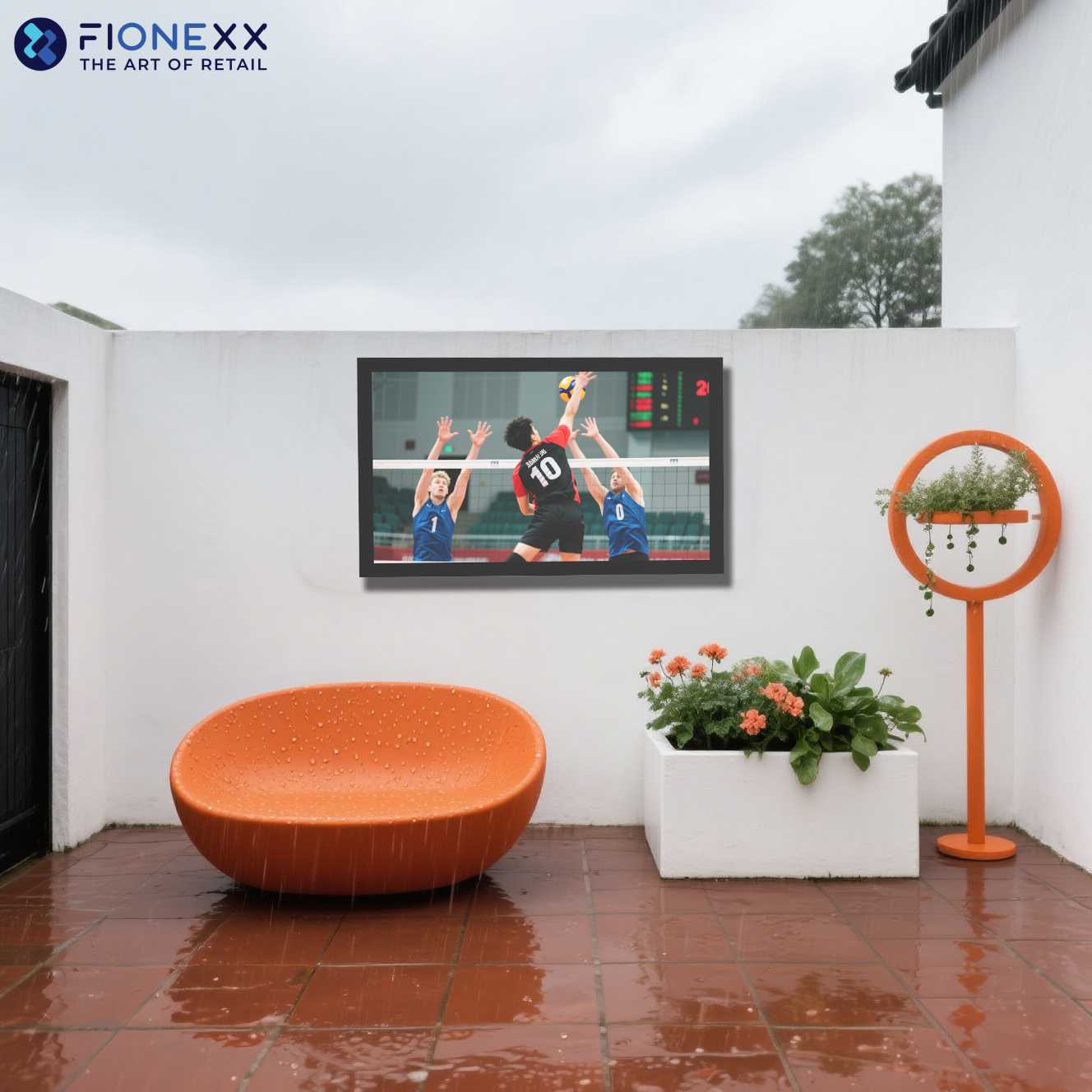 4K Ultra HD Visuals And 3D Surround Sound Outdoor IP55 Weatherproof TV For Partial Sun With Compatible Wall Mount