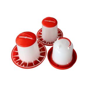 New Type Red Chicken Drinker With Leg Water Bucket Manual Poultry Feeder And