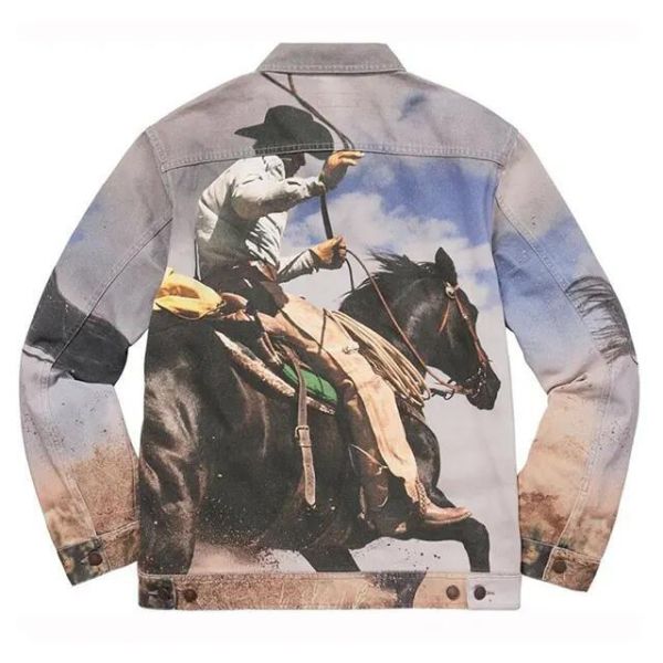 Digital Printing Fashion Denim Jacket Coat OEM Service For Men