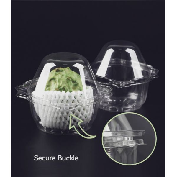 Customized Disposable Transparent Single Grid Shakya Fruit Blister Clamshell Packaging Mini Cavity PET Plastic Transparent Dragon Fruit Packaging Box